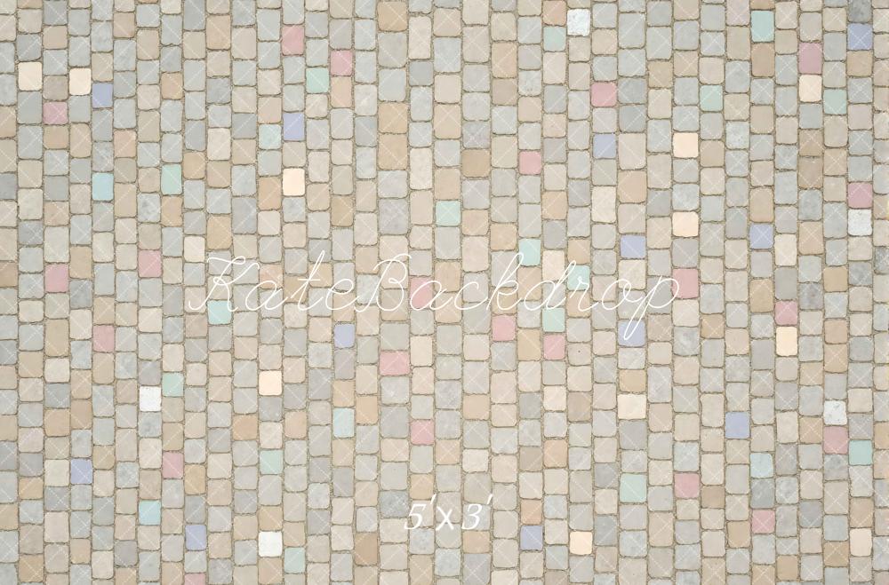 Kate Pastel Cobblestone Floor Printed Backdrop Designed by Mini MakeBelieve