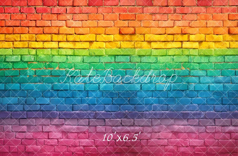 Kate Rainbow Brick Wall Printed Backdrop Designed by Kate Image