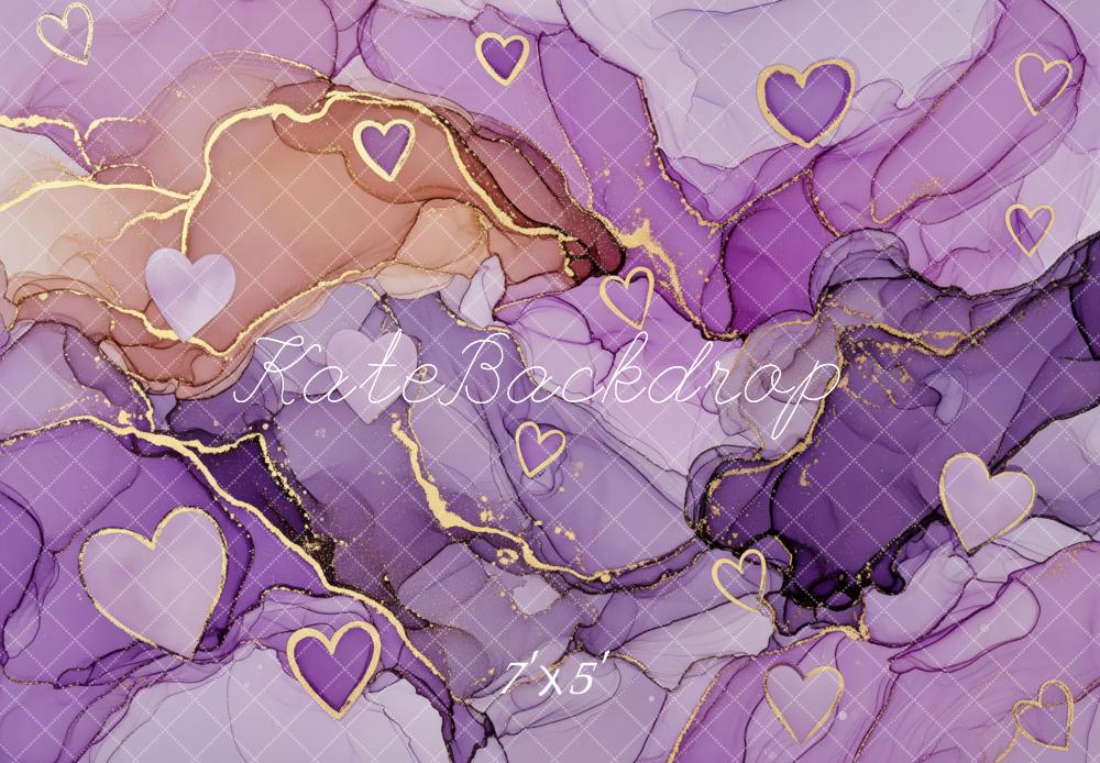 Kate Purple Gold Heart Abstract Texture Backdrop Designed by Patty Roberts