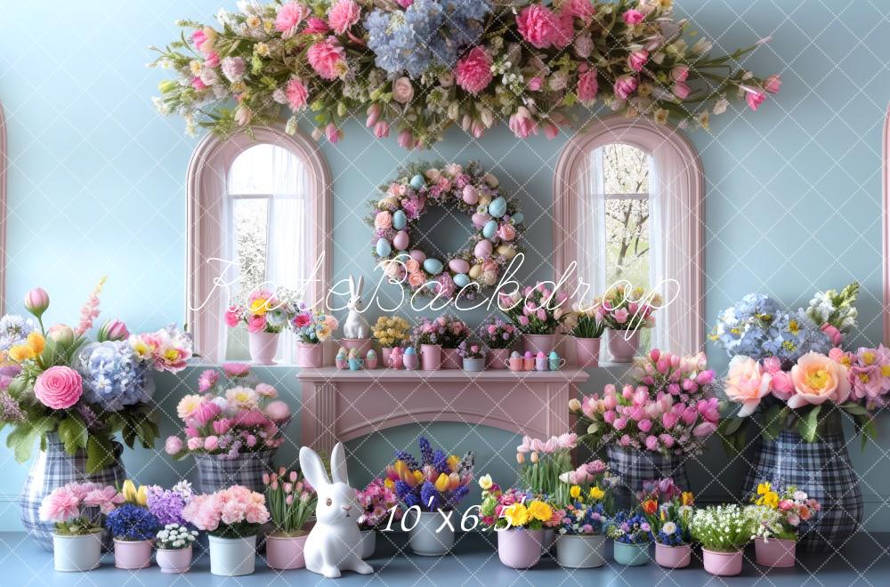 Kate Easter Bunny Flower Arch Window Backdrop Designed by Mini MakeBelieve