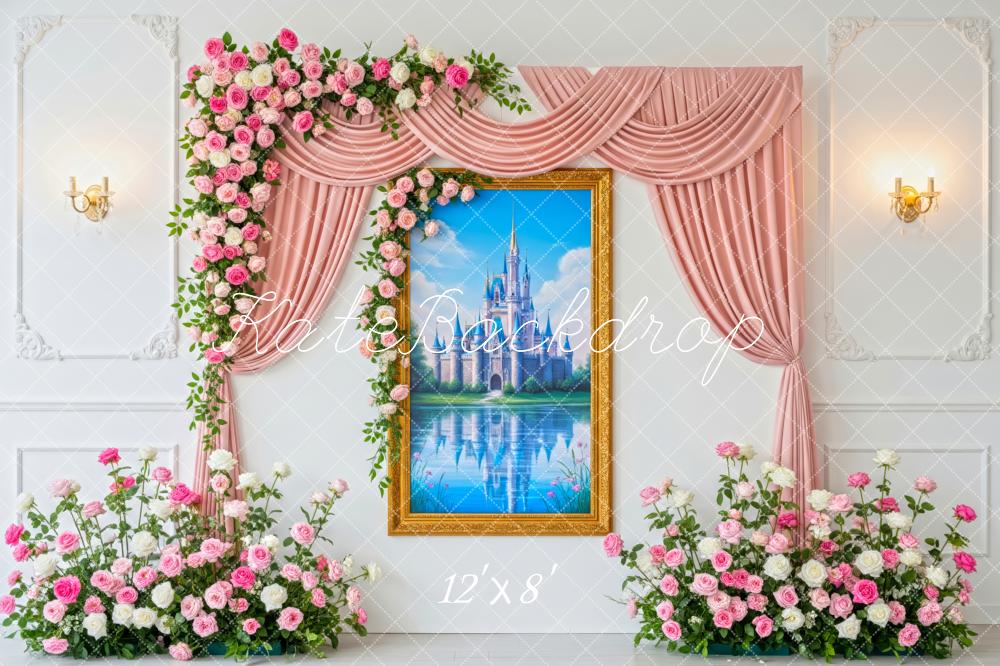 Kate Pink Floral Arch Castle Painting Backdrop Designed by Patty Roberts