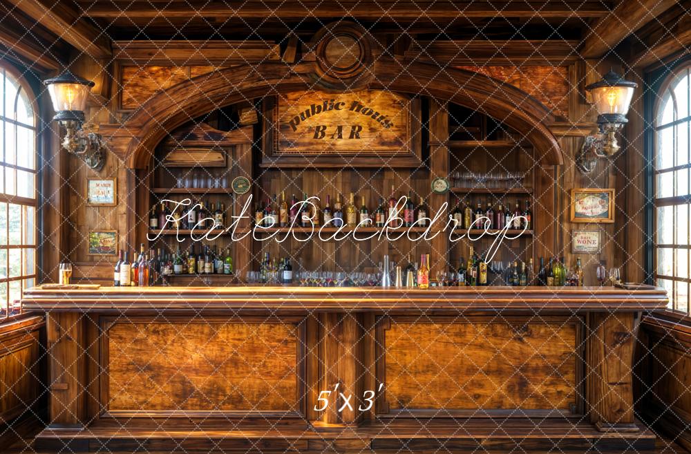 Kate Father's Day Vintage Bar Interior Wood Backdrop Designed by Emetselch