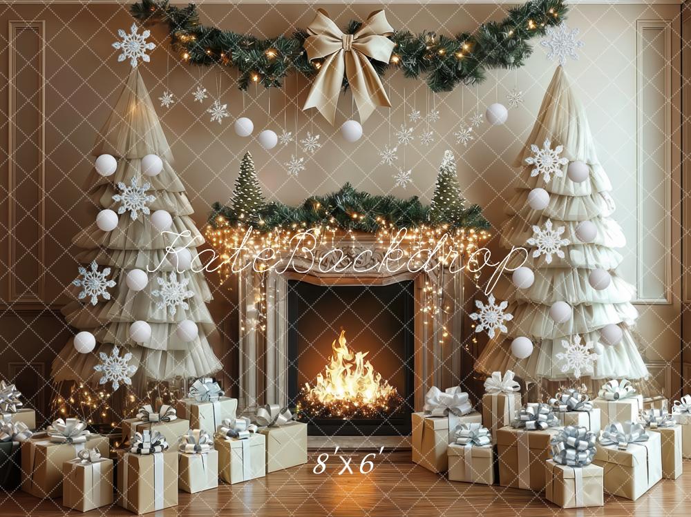 Árboles de Tul de Navidad para Chimenea Regalo Copos de Nieve Fondo Designed by Mini MakeBelieve