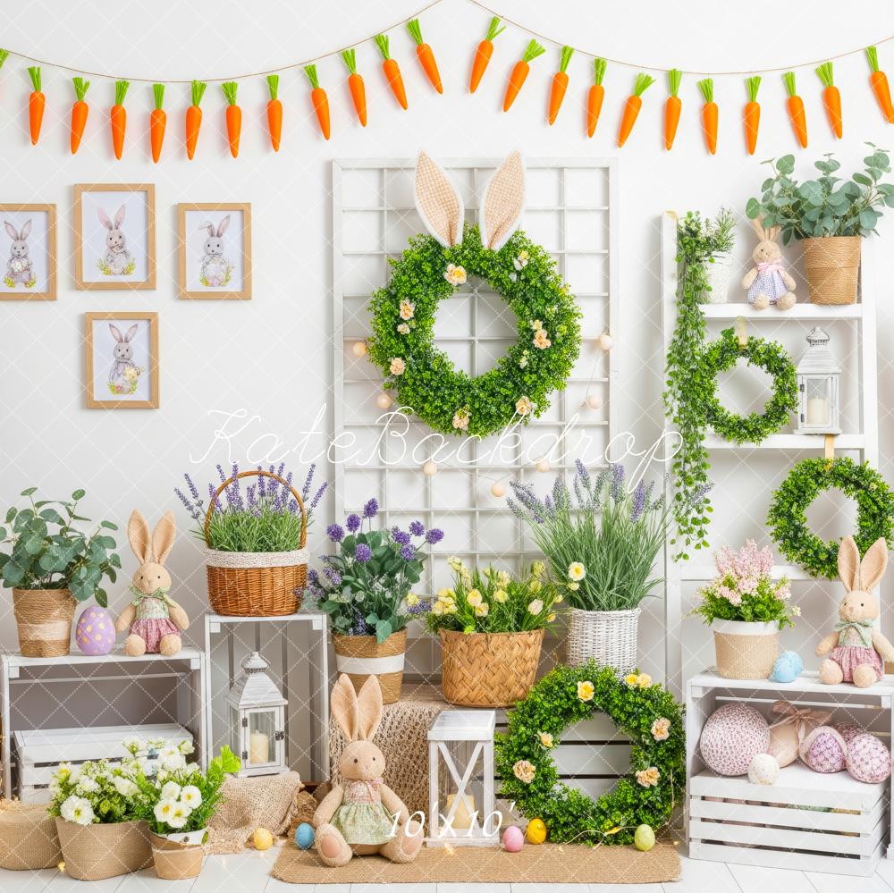 Kate Easter Bunny Greenery Carrot Garland Backdrop Designed by Patty Roberts