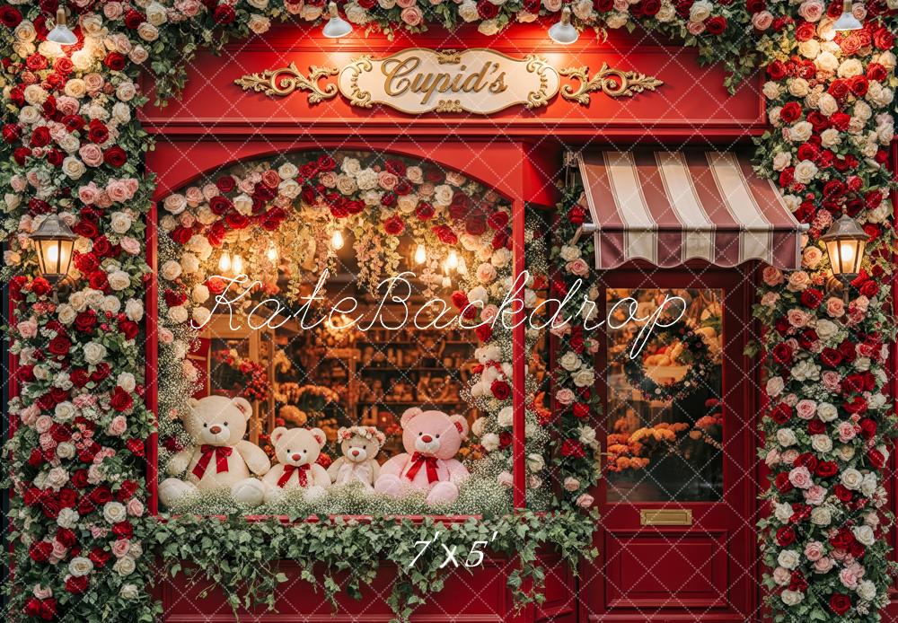 Kate Valentine's Day Flower Shop Teddy Bears Red Roses Backdrop Designed by Patty Roberts