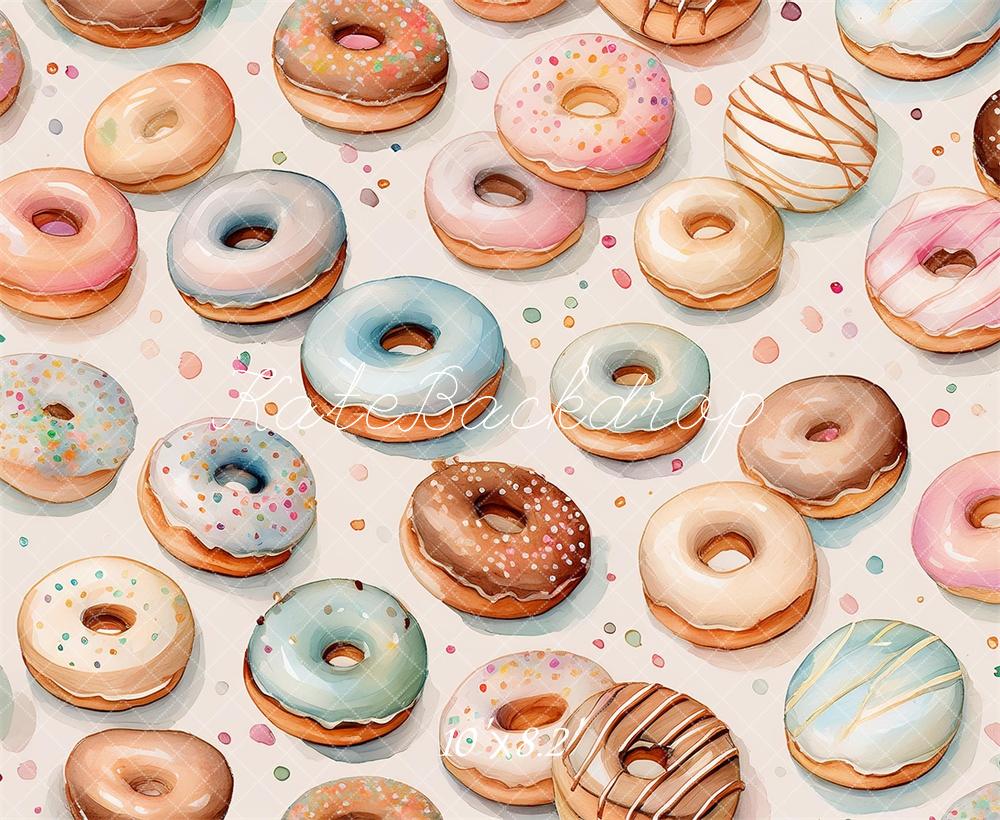 Kate Watercolor Donuts Backdrop Designed by Mandy Ringe Photography