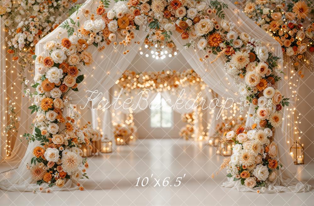 Kate Romantic Flower Arch Lanterns Warm White Backdrop Designed by Emetselch