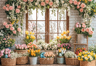 Kate Easter Flower Arch Spring Window Printed Backdrop Designed by Emetselch