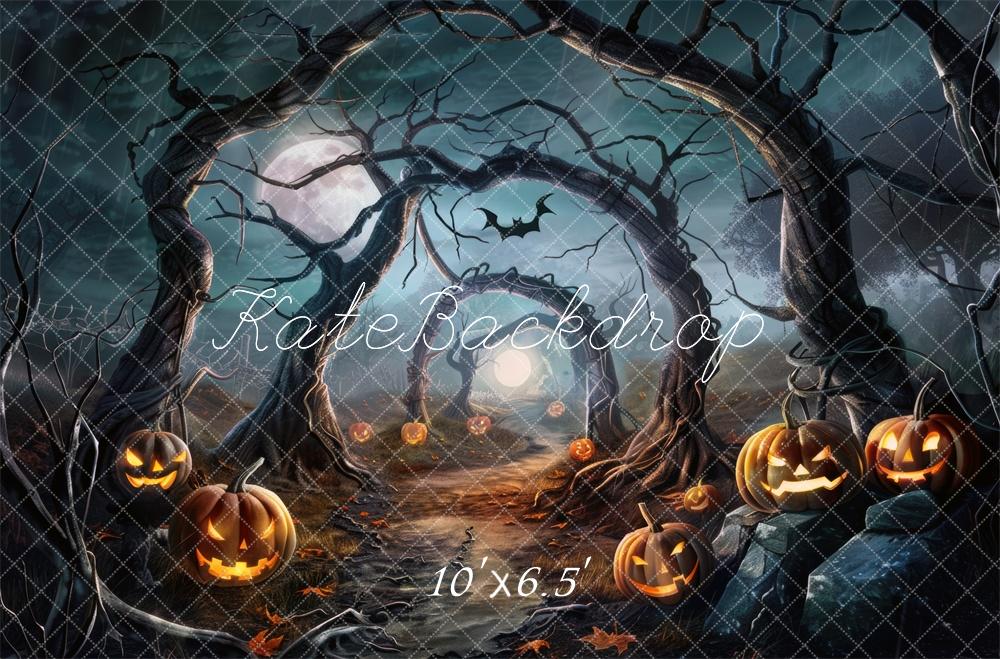 Spooky Halloween Moonlit Pumpkin Pathway