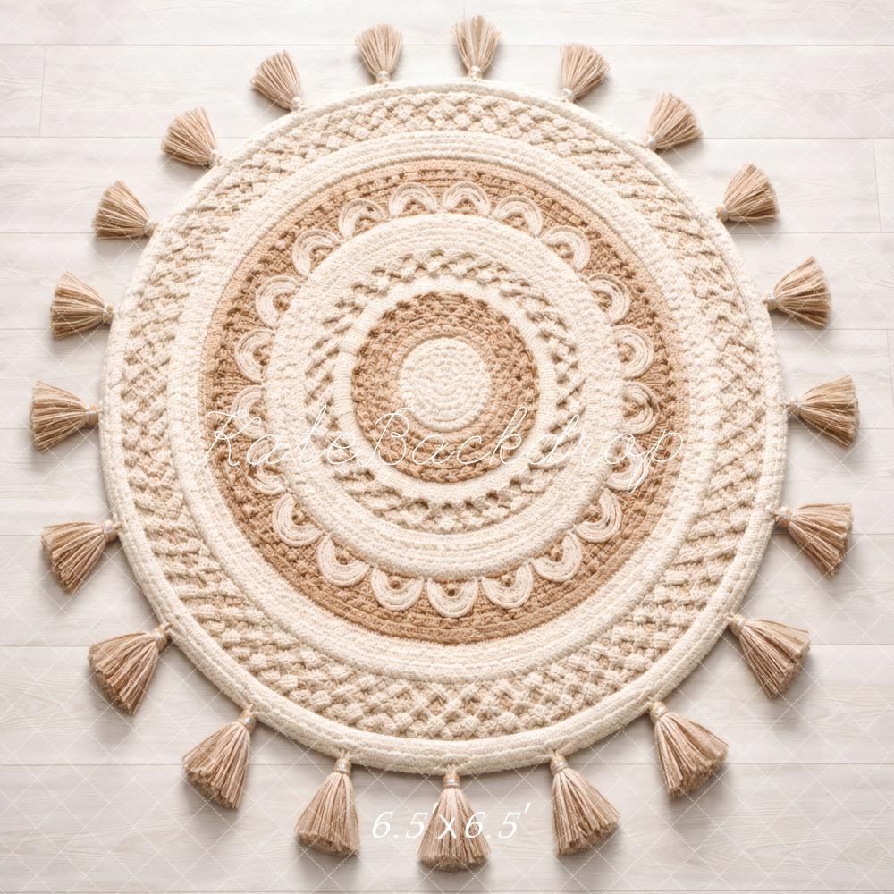 Kate Boho Round Crochet Rug Floor Printed Backdrop Designed by Vertigo Productions