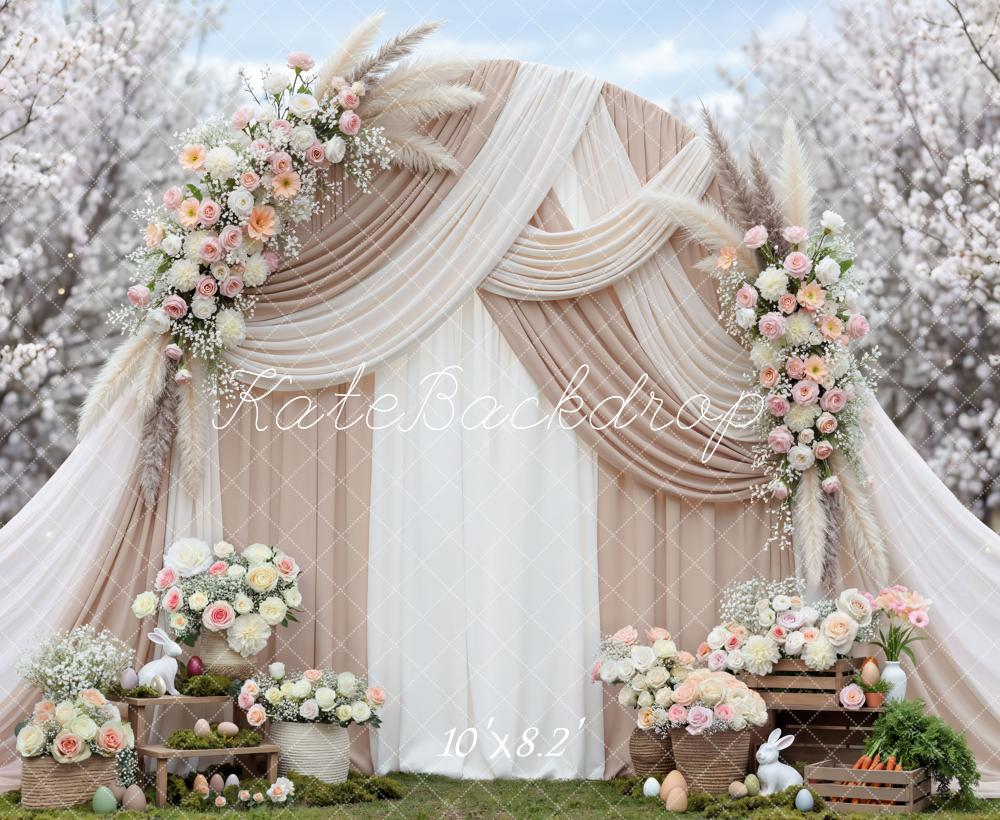 Kate Easter Bunny Flower Arch Pastel Eggs Blossoms Backdrop Designed by Mini MakeBelieve