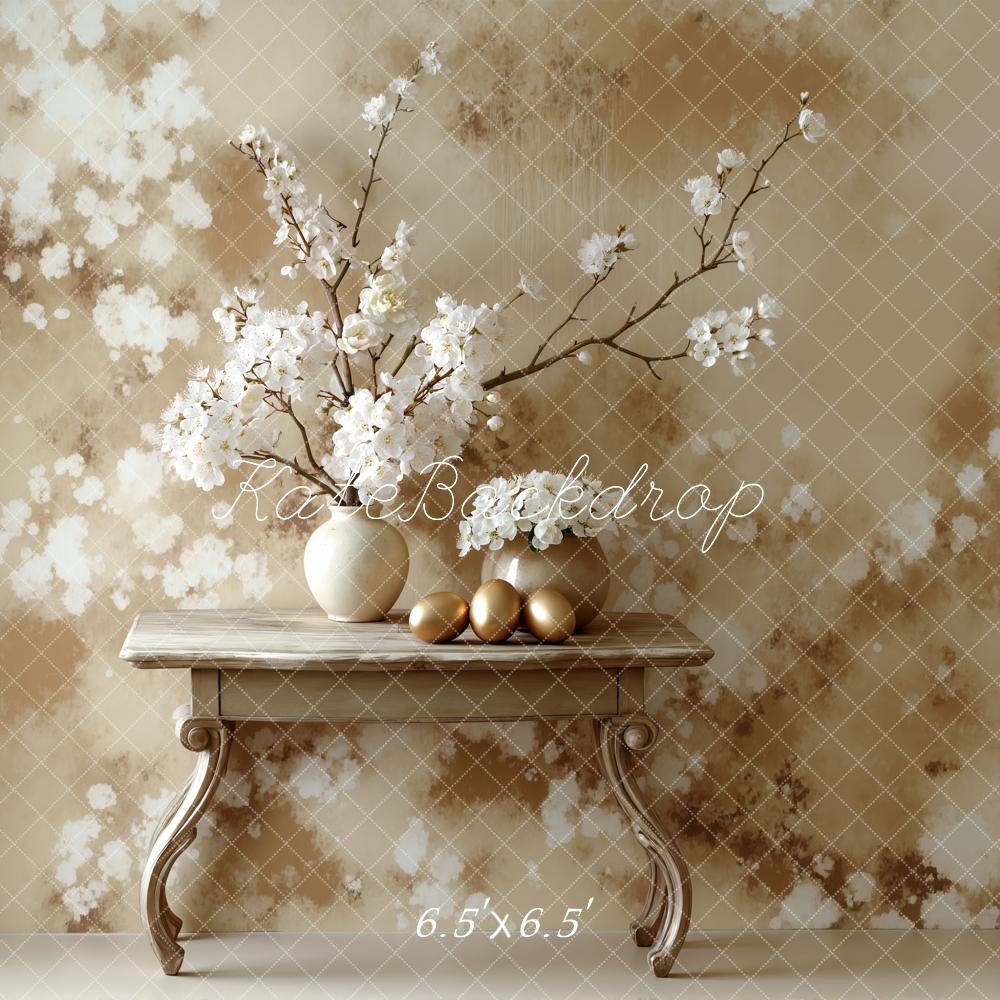 Kate Abstract Texture Beige Blossom Branch Table Printed Backdrop Designed by Mini MakeBelieve