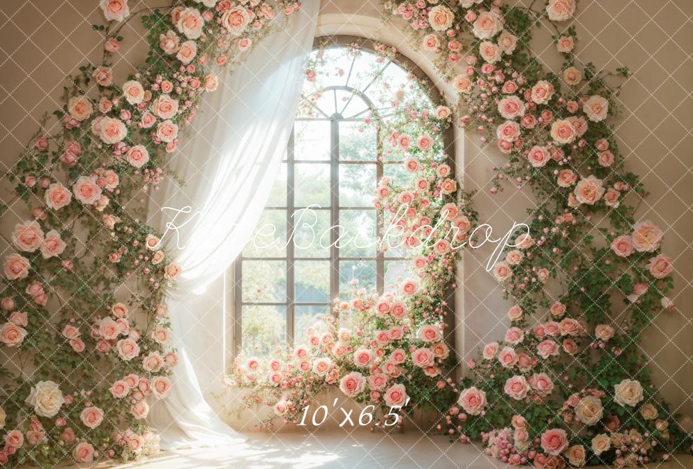Arco de Flores Rosadas de Primavera Fondo de Ventana Designed by Emetselch