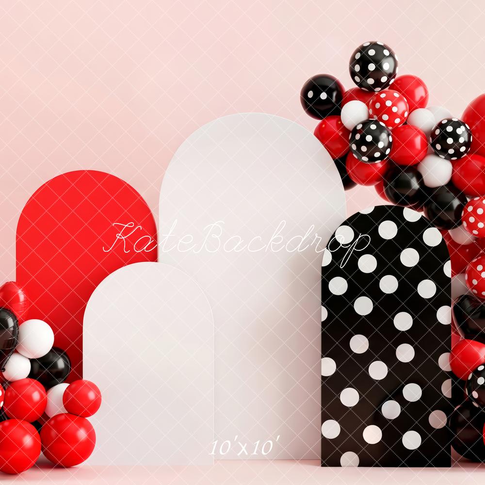 Kate Red Black White Arches Balloon Garland Polka Dot Backdrop Designed by Patty Roberts