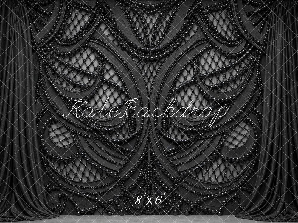 Kate Halloween Gothic Beaded Black Printed Backdrop Designed by Mini MakeBelieve