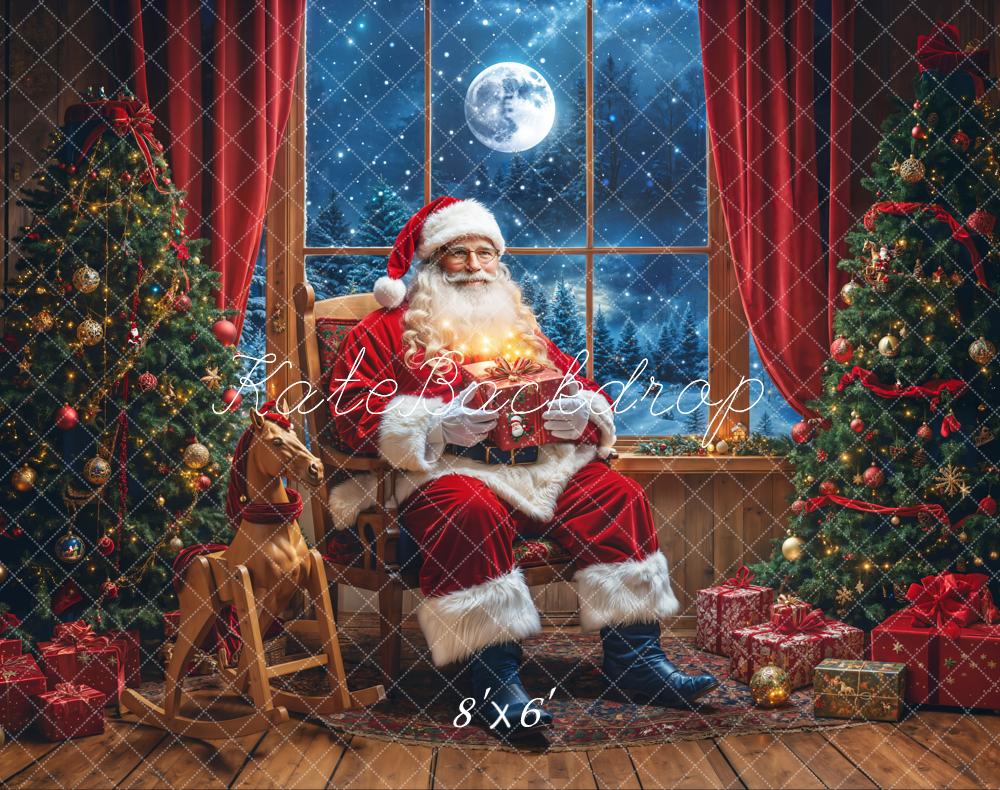 Kate Christmas Tree Santa Claus Window Backdrop Designed by Emetselch