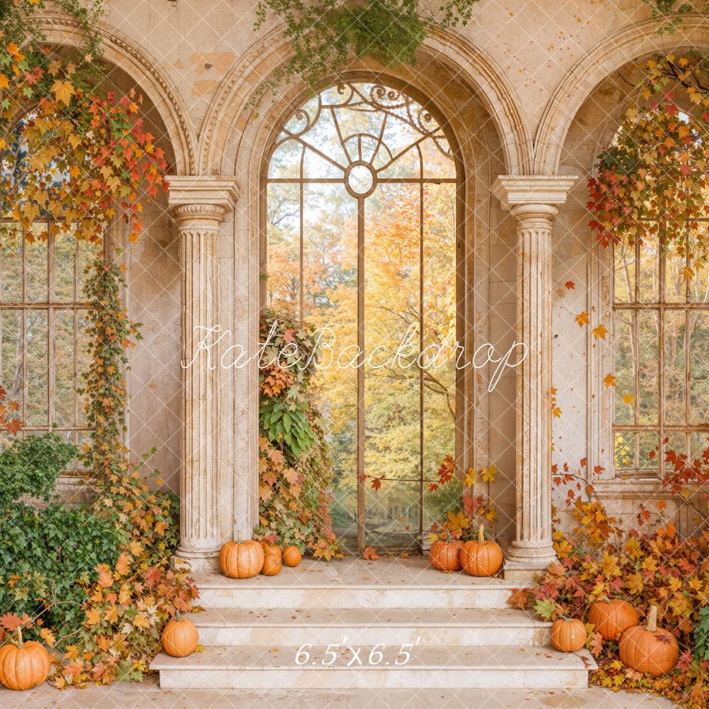 Kate Fall Barn Wood Door Maple Pumpkin Backdrop Designed By Emetselch