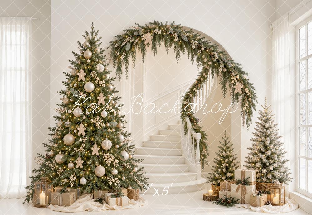 Kate Christmas Tree Staircase Garland Arch Living Room Printed Backdrop Designed by Emetselch