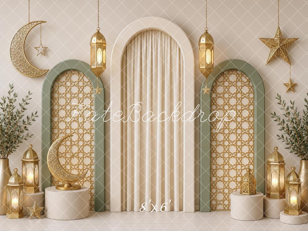 Kate Ramadan Crescent Moon Islamic Muslim Arch Lanterns Printed Backdrop Designed by Ashley Ward