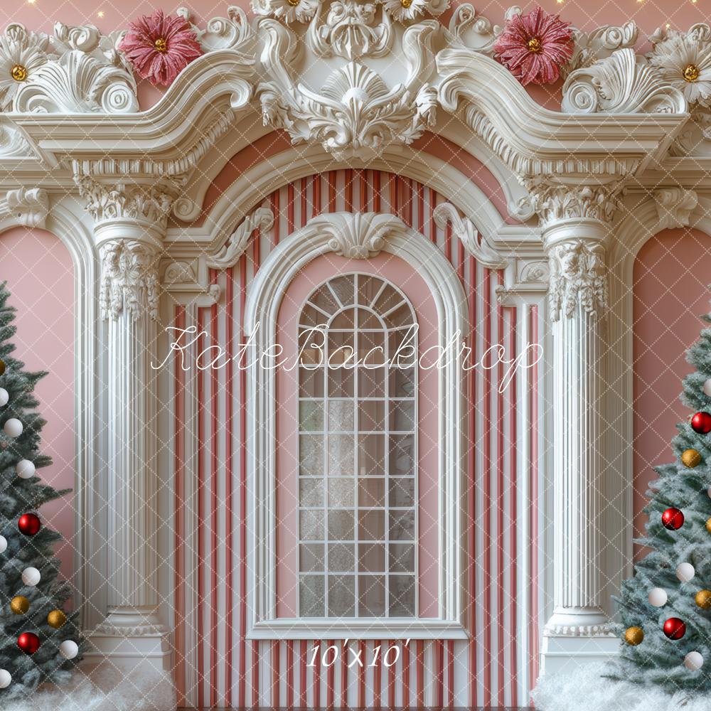 Kate Christmas Tree Retro Arched Wall Pink Backdrop Designed by Mini MakeBelieve