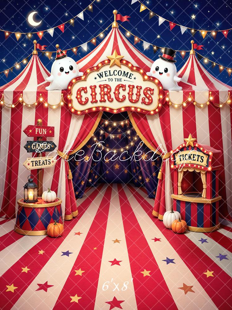 Kate Halloween Circus Tent Trunk or Treat Ghosts Printed Backdrop Designed by Mini MakeBelieve