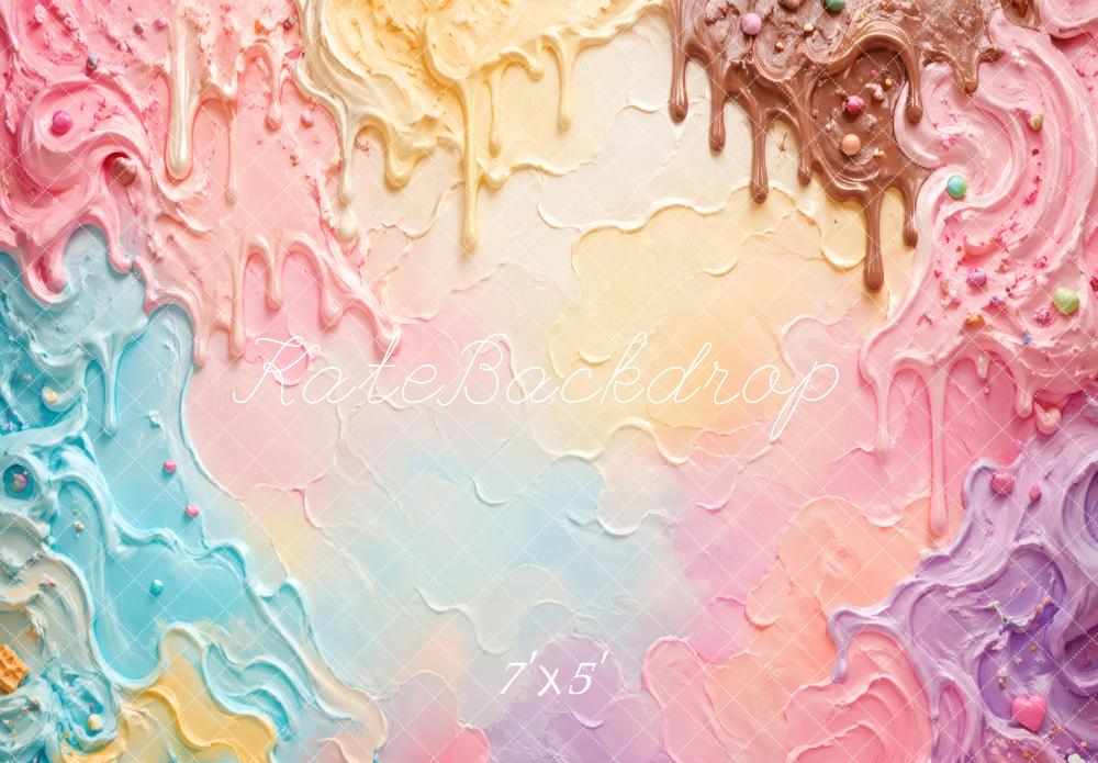 Kate Summer Ice Cream Pastel Dripping Frosting Abstract Printed Backdrop Designed by Vertigo Productions