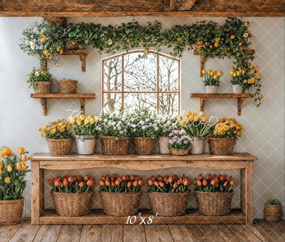 Kate Spring Floral Garden Baskets Backdrop Designed by Emetselch