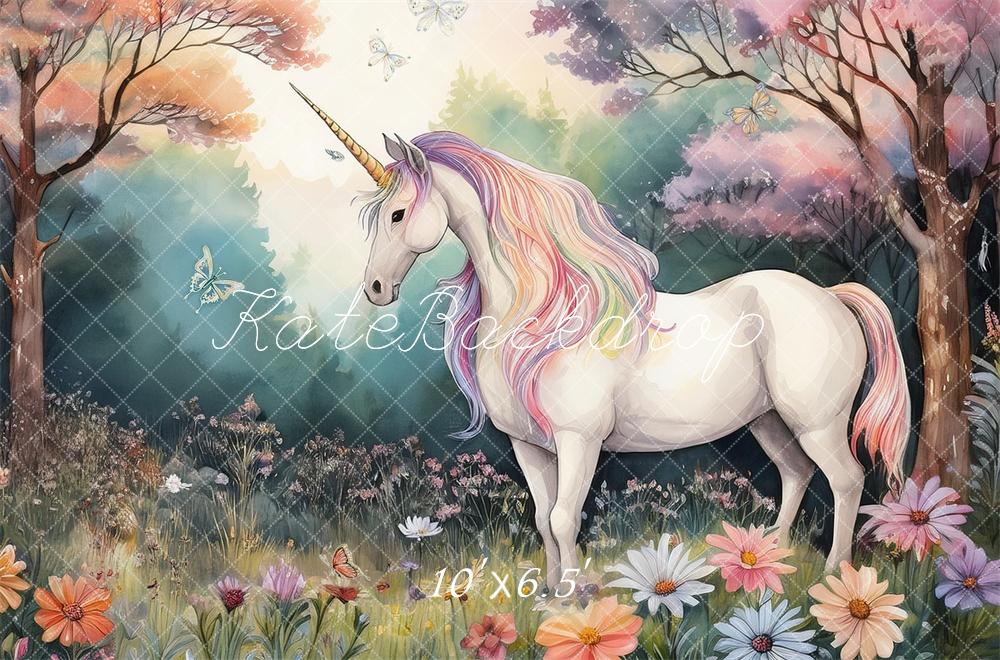 Kate Fantasy Pastel Unicorn Forest Backdrop Designed by Mandy Ringe Photography