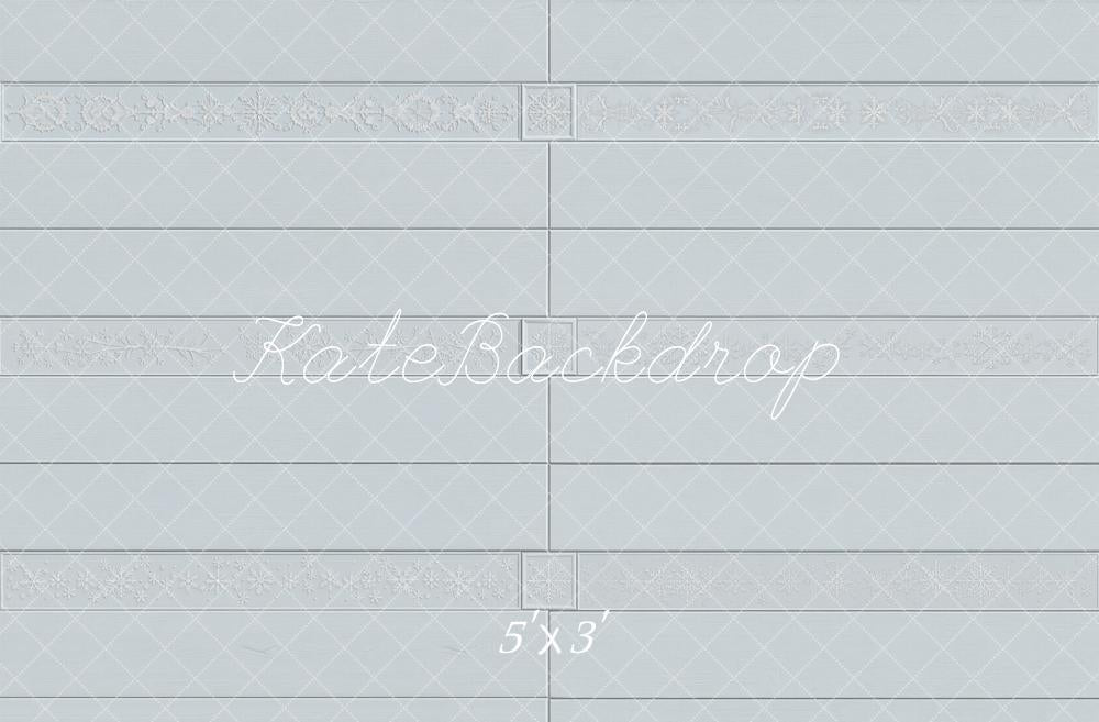 Kate Light Blue Ornate Panel Floor Printed Backdrop Designed by Emetselch