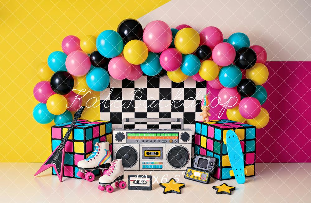 Festa di Compleanno Anni '90 Palloncini Boombox Sfondo Designed by Ashley Paul