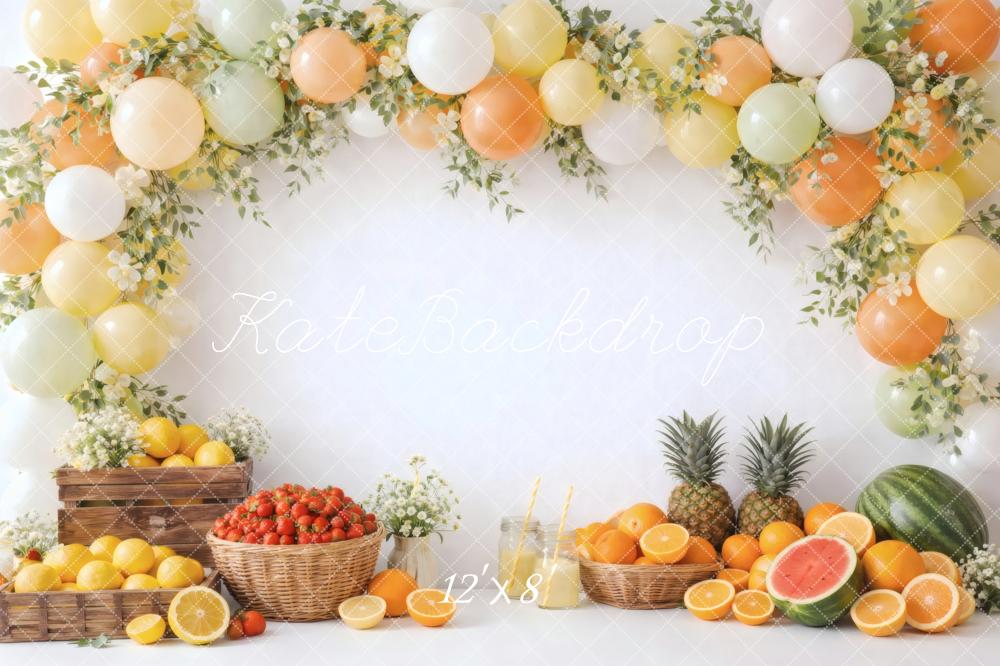 Kate Summer Fruit Crates Balloon Garland Printed Backdrop Designed by Vertigo Productions