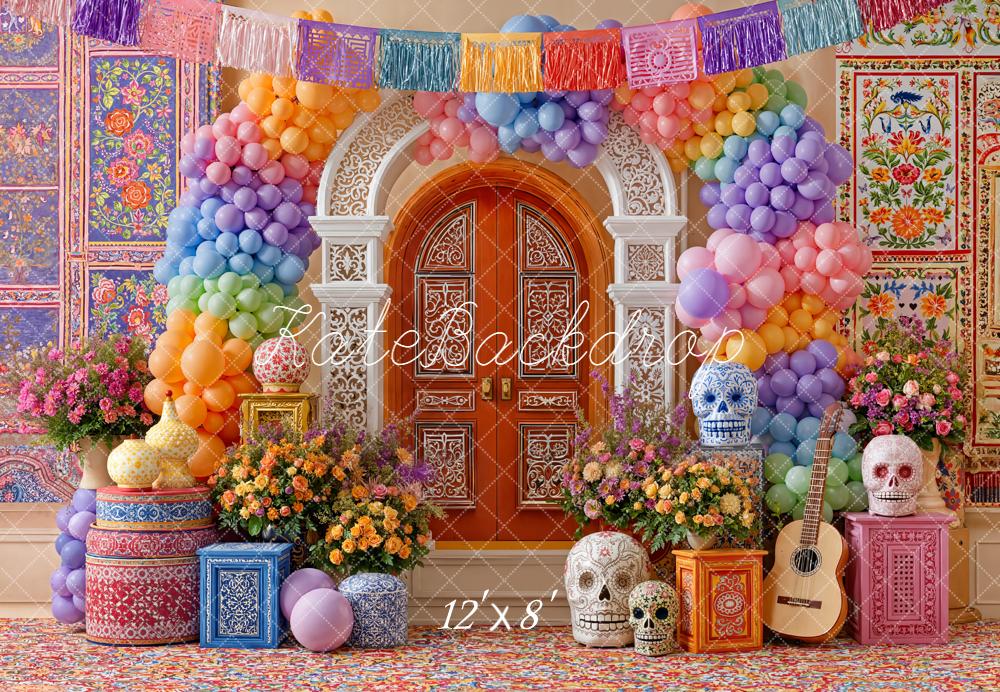 Kate Day Of The Dead Arch Door Balloons Skulls Flowers Backdrop Designed by Emetselch