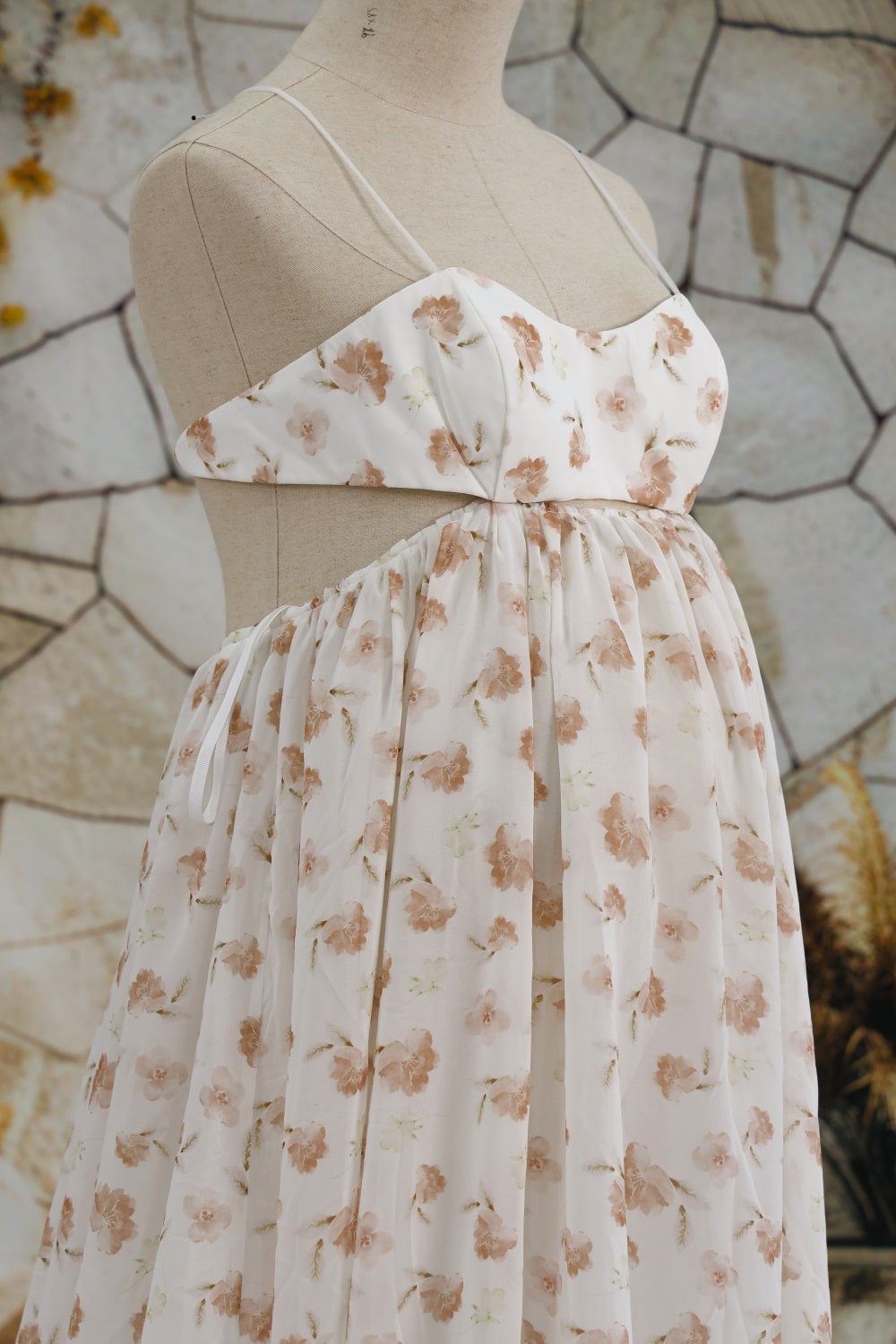 Kate Chiffon Floral Print Suspender Custom Maternity Photoshoot Gowns