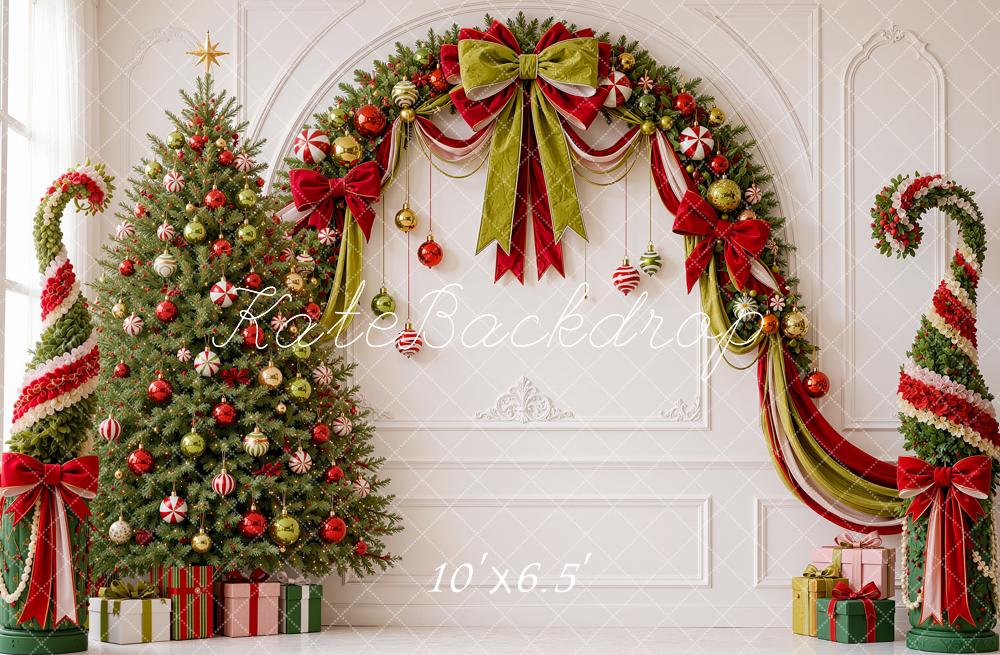 Kate Christmas Tree Elf Garland Arch Gifts Vintage Wall Printed Backdrop Designed by Shutter Swan Studios