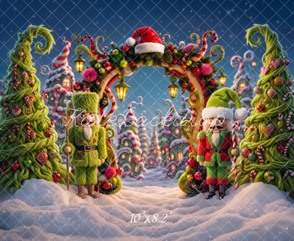 Kate Christmas Whimsical Nutcracker Candy Arch Printed Backdrop Designed by Emetselch