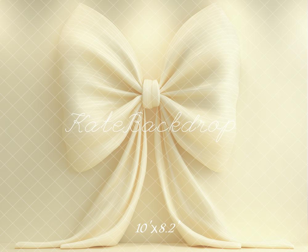 Kate Cream Large Bow Printed Backdrop Designed by Angela Miller
