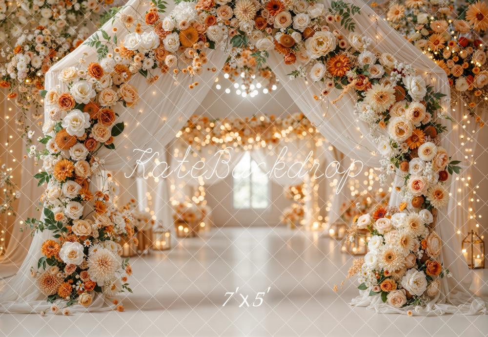 Kate Romantic Flower Arch Lanterns Warm White Backdrop Designed by Emetselch