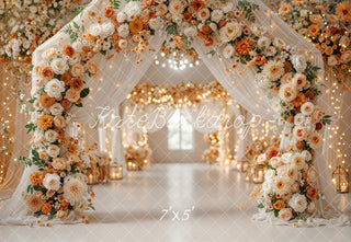 Kate Romantic Flower Arch Lanterns Warm White Printed Backdrop Designed by Emetselch