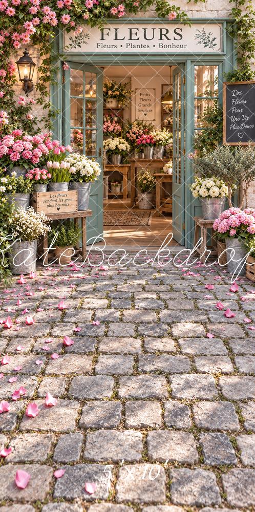 Kate Sweep French Flower Shop Roses Cobblestone Printed Backdrop Designed by Vertigo Productions