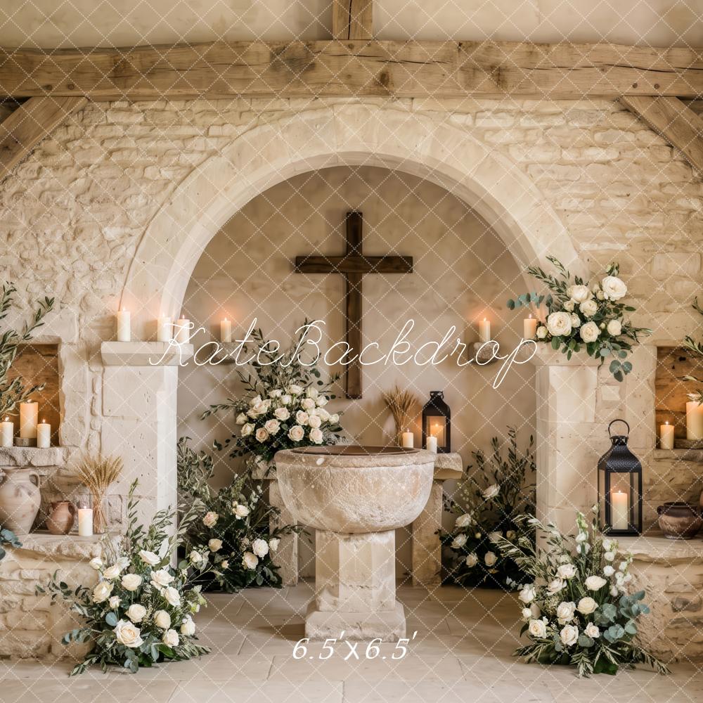 Kate Easter Rustic Floral Chapel Altar Printed Backdrop Designed by Patty Roberts