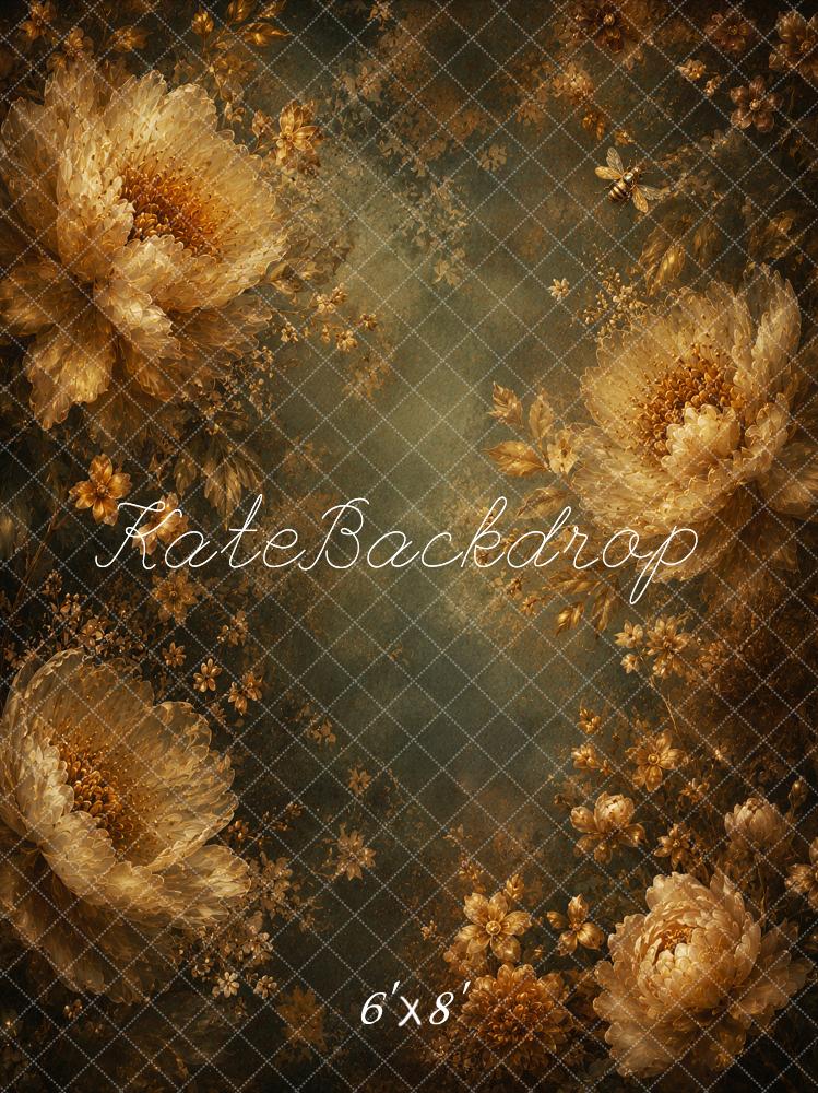 Kate Fine Art The Gilded Veil Floral Flowers Bees Printed Backdrop Designed by Ashley Ward
