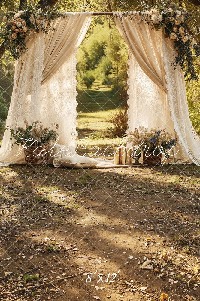 Kate Mother's Day Floral Arch Lace Curtain Outdoor Pathway Backdrop Designed by Emetselch