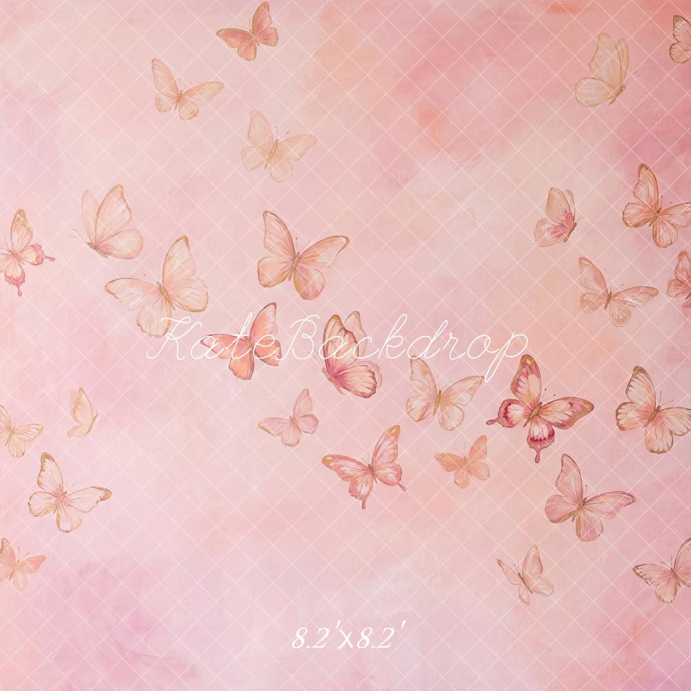 Kate Abstract Pink Watercolor Butterflies Printed Backdrop Designed by Patty Roberts