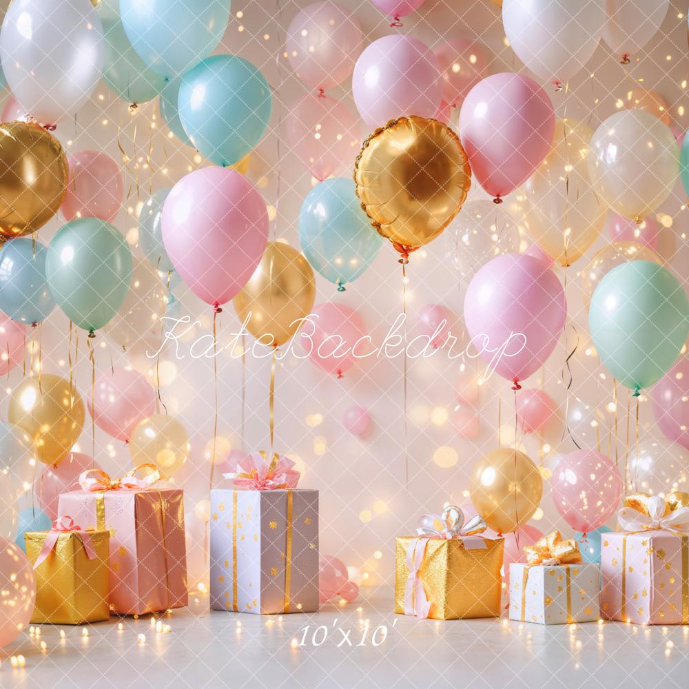 Kate Birthday Balloons Gifts Lights Backdrop Designed by Emetselch
