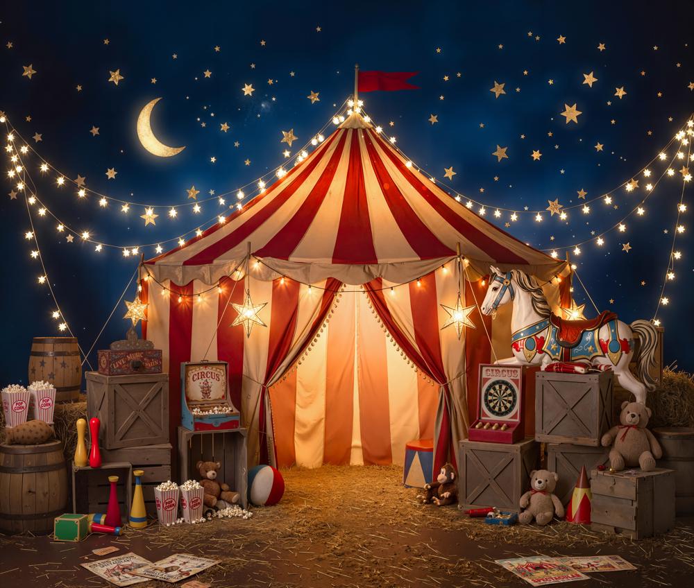 Kate Circus Tent Starry Night Carousel Backdrop Designed by Emetselch