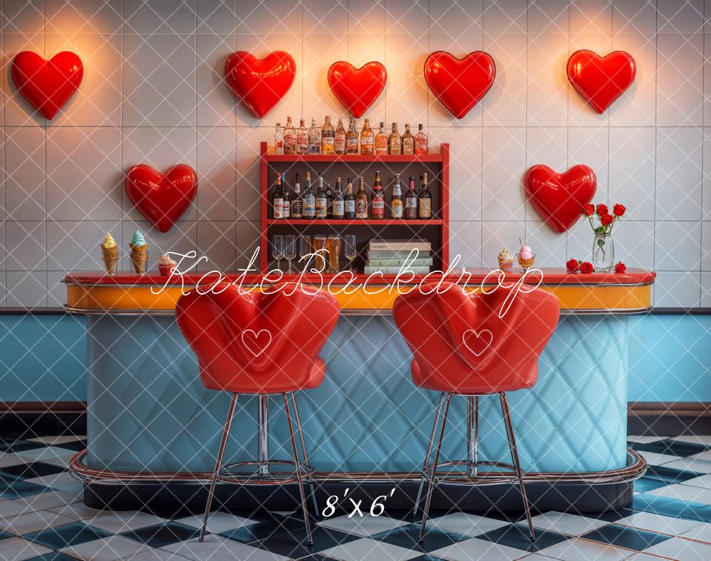 Kate Valentine Bar Retro Heart Backdrop Designed by Emetselch