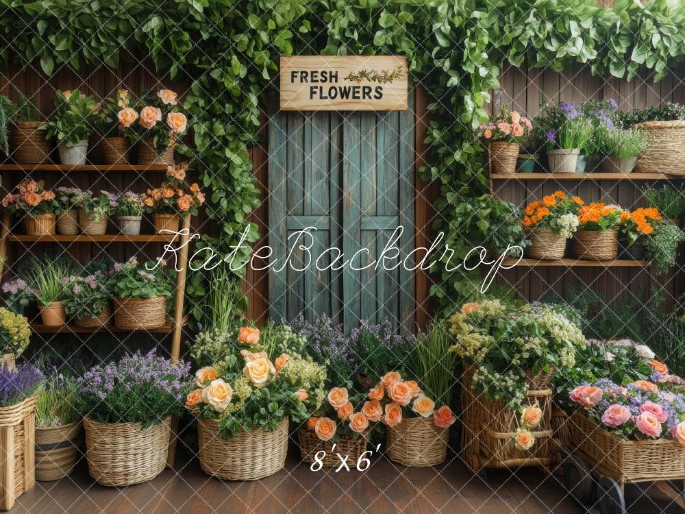 Tienda de Flores de Primavera Fondo Rústico Diseñado por Mini MakeBelieve