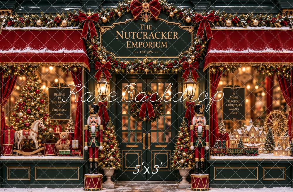 Kate Christmas Nutcracker Emporiumat Toy Shop Storefront Snow Printed Backdrop Designed by Ashley Paul