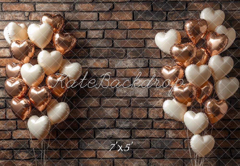 Kate Heart Balloons Brick Wall Backdrop Designed by Mini MakeBelieve