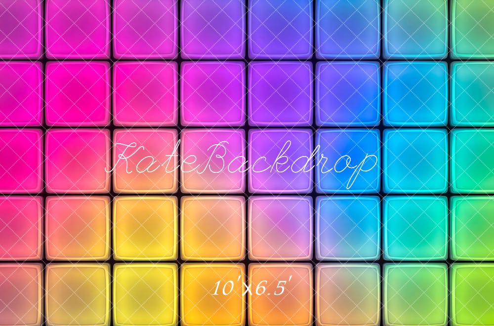Kate Colorful Gradient Square Retro Wall Printed Backdrop Designed by Patty Roberts